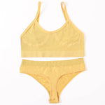 Women Seamless Bra And Panties Set U-Back Bralette Top Comfort Breathable Briefs Ribbed Sexy Lingerie Sports Underwear Set