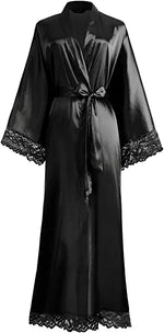 2019 New Silk Satin Lace Robes Bridesmaid Bride Robes Wedding Long Robe Bathrobe Womens Robe Lingerie Robe