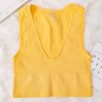 Deep V-Neck Crop Top 18 Colors Slim Fit Tank Stretchy Sleeveless Crop Vest Casual Ribbed Knit Top Low Cut Summer Camisole M-XL