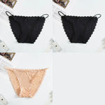 3Pcs/Set Sexy Women Brazilian Panties Ice Silk Briefs Female Underpants Seamless Underwear Lace Trims Low Rise Briefs M-XL