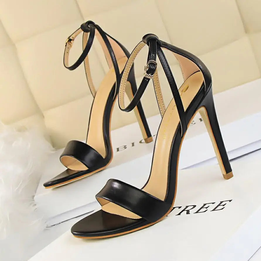 BIGTREE Shoes 11 cm High Heeled Sandals Women Summer Shoes Stiletto High Heels Open toed hollowed out Women Sandals Party Shoes