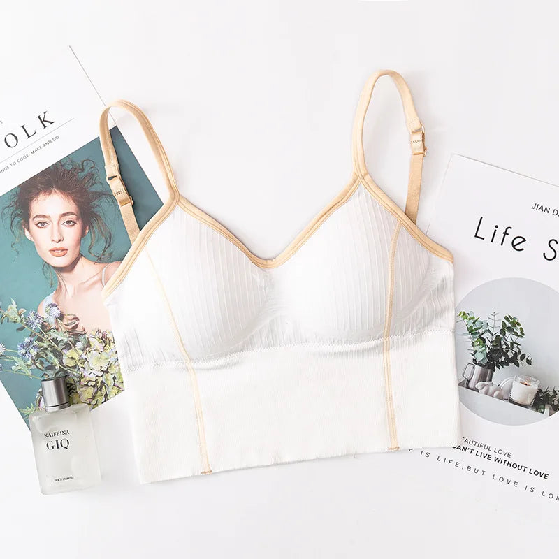 Women Bra Tank Crop Top Seamless Underwear Female Crop Tops U-shaped Back Sports Intimates Sexy Lingerie Padded Camisole Femme