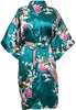 Satin Silk Women Wedding Bridemaid Robe Sexy Crane Print Bathrobe Short Long Kimono Night Gown Robe Fashion Dressing Gown Female