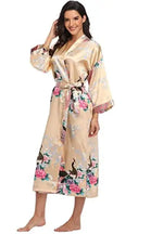 Hot Sale Black Summer Satin Kimono Bathrobe Women Bride Bridesmaid Wedding Robe Dress Gown Sexy Flower Long Sleepwear M-3XL
