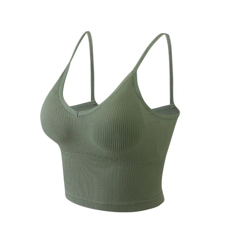 Women Tube Tops Seamless Bra Crop Top Sports Underwear Streetwear Fitness Tops Cami With Removable Pads Solid Color Lingerie