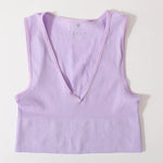 Deep V-Neck Crop Top 18 Colors Slim Fit Tank Stretchy Sleeveless Crop Vest Casual Ribbed Knit Top Low Cut Summer Camisole M-XL