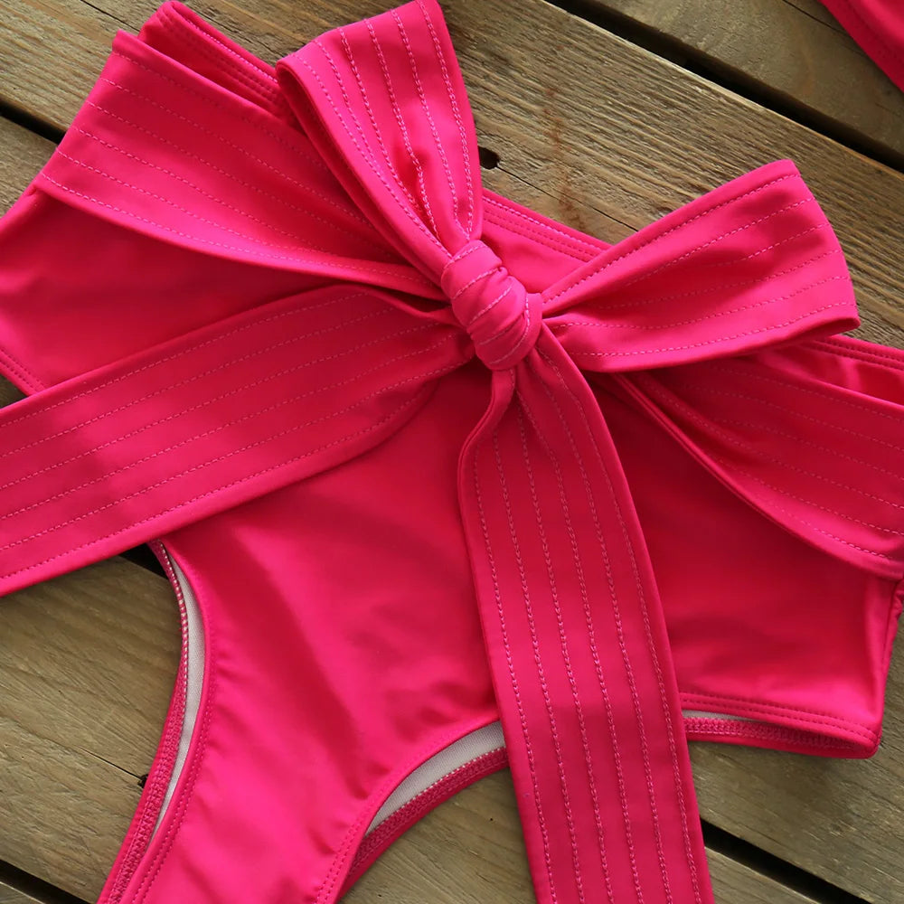 Two-Pieces Women Floral 2025 Push-Up Padded Bra Ruffles Bandage Bikini Set Swimsuit Swimwear Bathing Suit Beachwear Biquini