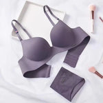 Fashion British Style Bra Soft Without Steel Ring Women's Brassiere Breathable Non-removable shoulder strap Gather Bralette