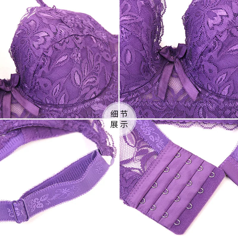 42 44 46 underwear plus large size underwire top bh bralette lace Sexy Women's bra intimates deep V brassiere C D Cup Embroidery