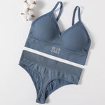 Women Seamless Bra And Panties Set High Rise Thongs Non-wire Sports Bra Comfy Brassiere Female Underwear Sexy Lingerie Set