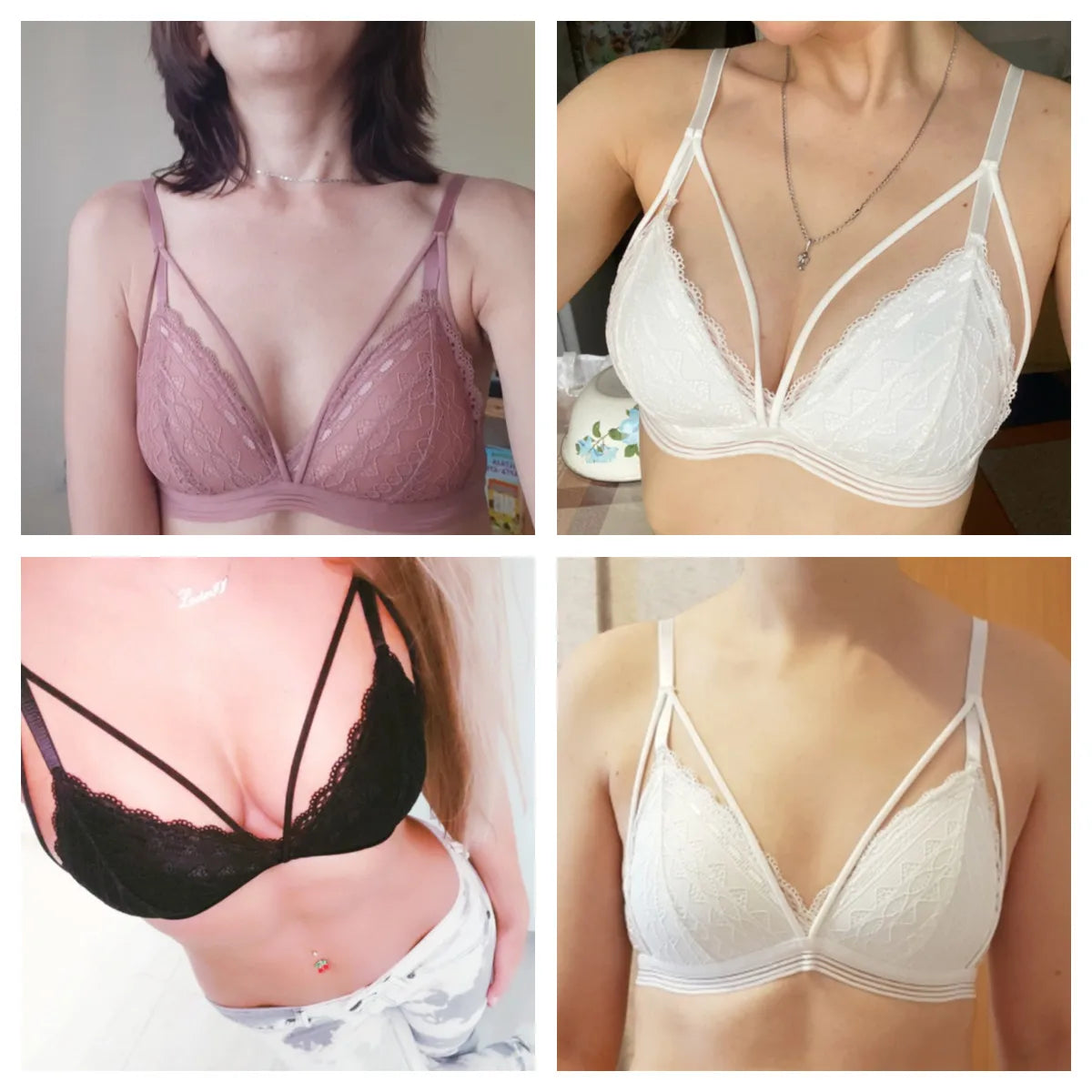 Floral Lace Bra Push-Up Bra For Women Lace Bralette Female Sexy Lingerie V-Neck Brassiere Wire Free Light Pads Underwear