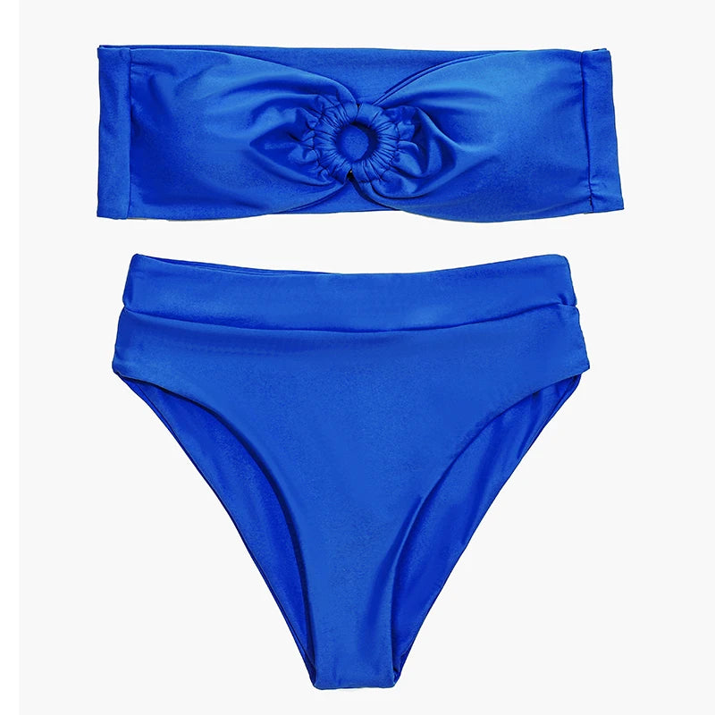 ZTVitality Strapless Ring Blue Bikinis Sexy Bikini 2025 New Arrival Padded Bra High Waist Swimsuit Backless Lace Swimwear Women