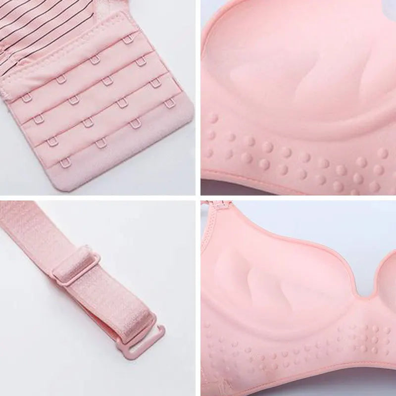 Thin Style Adjustable Shoulder Strap Bra Wireless AB Cup Brassiere Breathable Sleep Bralette Sexy Stripe Gather Women's Underwea