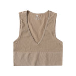 Summer Crop Top Women V-Neck Tanks Sexy Lingerie Sleeveless Short Tee Rib Fitness Underwear Sport Seamless Bra Tops Camisole