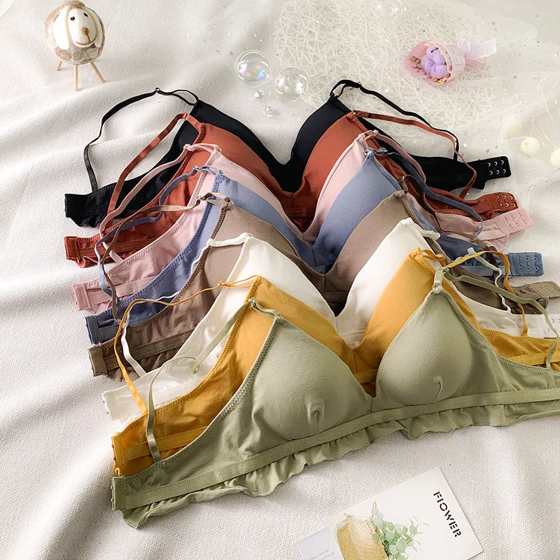 Non-wire Bras for Women Seamless Bra Top Sexy Lingerie Female Soft Brassiere Solid Color Back Closure Underwear