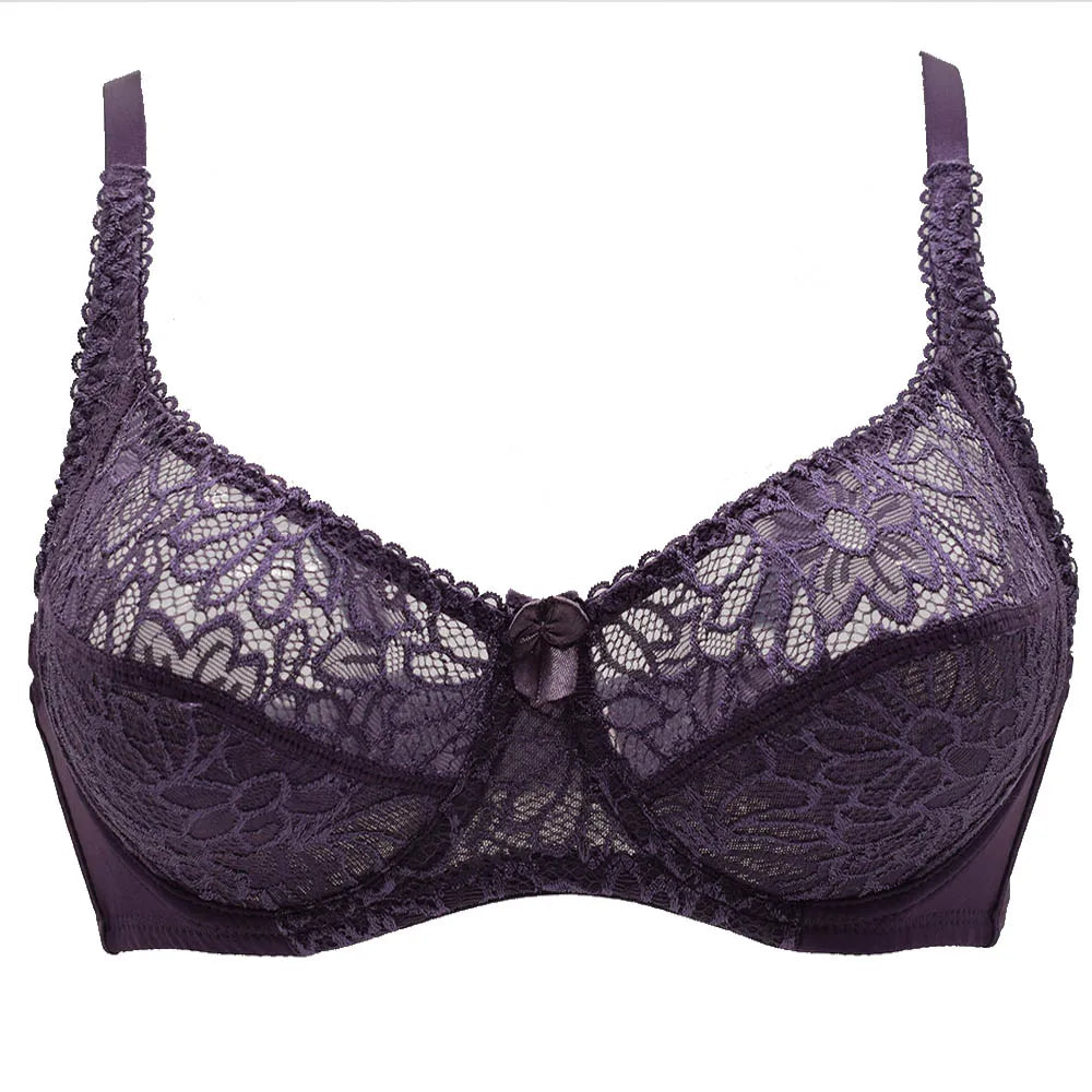 Plus Size Bras For Women Lace Bra Femme Transparent Large Brassiere Tops Underwear Sexy Lingerie C D DD E F Cup