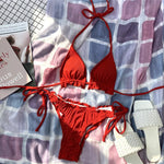 Halter String Ruffled Frilled Bikini 2026 Women Swimsuit Female Swimwear Two Pieces Bikini Set Padded Bather Bathing Suit Swim