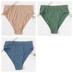 3Pcs/Set Seamless Panties Women High Waist Briefs High Cut Sports Bottom Underwear Female Stretch Rib Underpants Sexy Lingerie