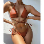 Sexy Micro Bikini 2025 Criss Cross Swimwear Bandage Woman Swimsuit Female Thong Bikinis Set 2 Piece Women Bathing Suit Beachwear