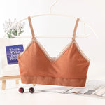 Lace Rim Tube Top Bras For Women Seamless Crop Top Cotton Underwear Sexy Lingerie Bralette Sports Bandeau Bra Removable Pads