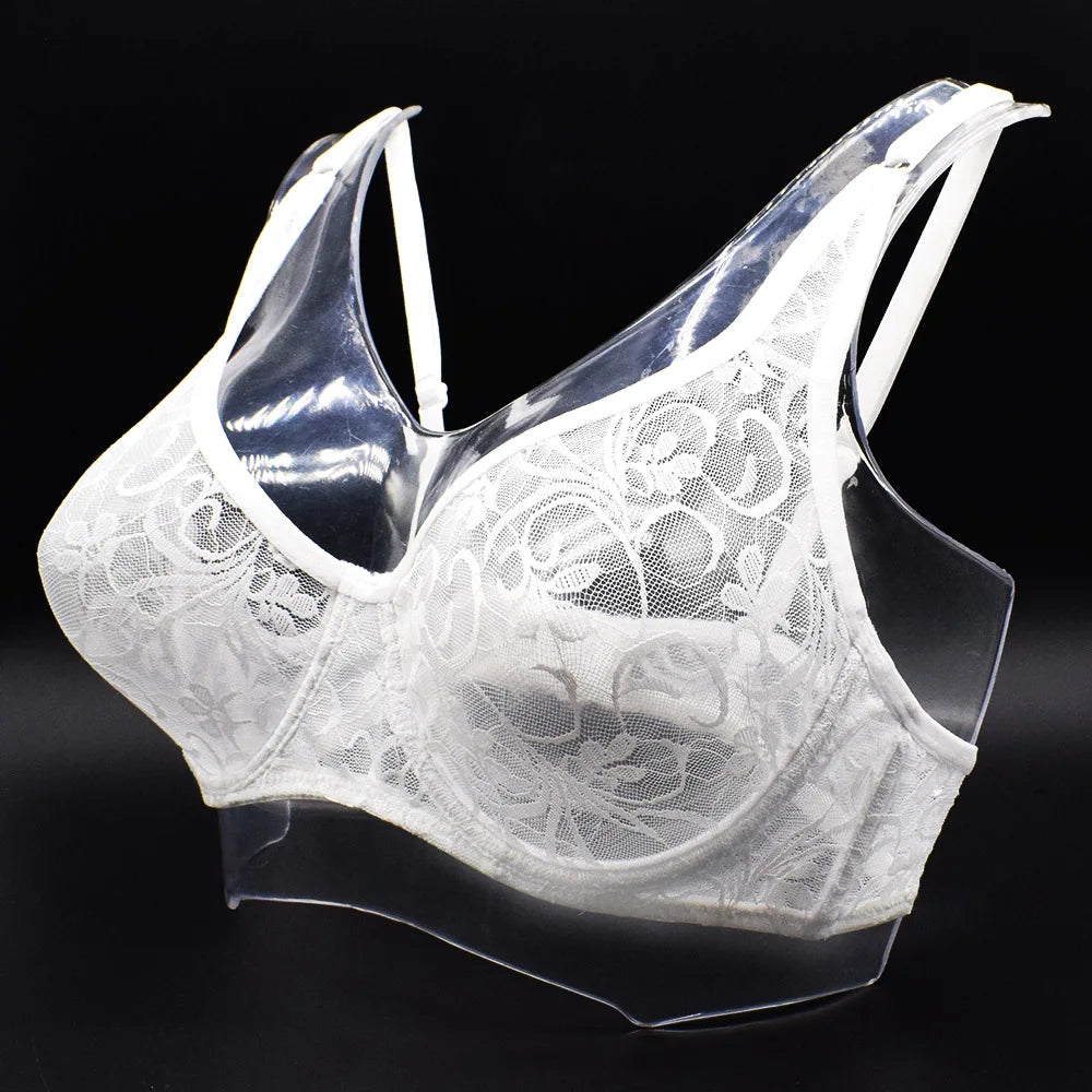 Plus Size Bras For Womens Underwear Underwired Lace Hollow Out Bra Embroidery Sexy Lingerie Brassiere BH Tops 5 Colors