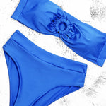 ZTVitality Strapless Ring Blue Bikinis Sexy Bikini 2025 New Arrival Padded Bra High Waist Swimsuit Backless Lace Swimwear Women