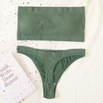 Women Strapless Bra And Panties Set Bandeau Bra High Waist Thong Seamless Underwear Sexy Tube Bra Female Sexy Lingerie Set M-XL