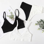 Women Seamless Bra And Panties Set Low Rise Thongs U-Shape Back Crop Top Bralette Comfort Sport Underwear Sexy Lingerie Set