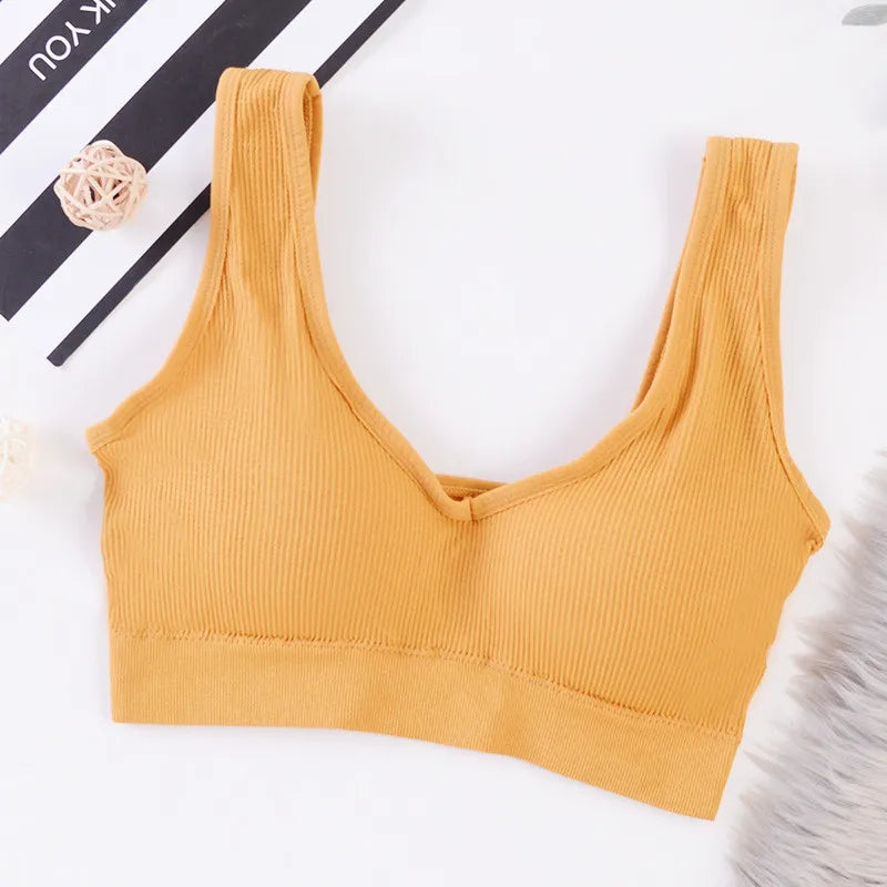 Women Crop Tops Female Tank Top Seamless Underwear Sexy Lingerie Sport Fitness Bra Top Wireless Padded Camisole