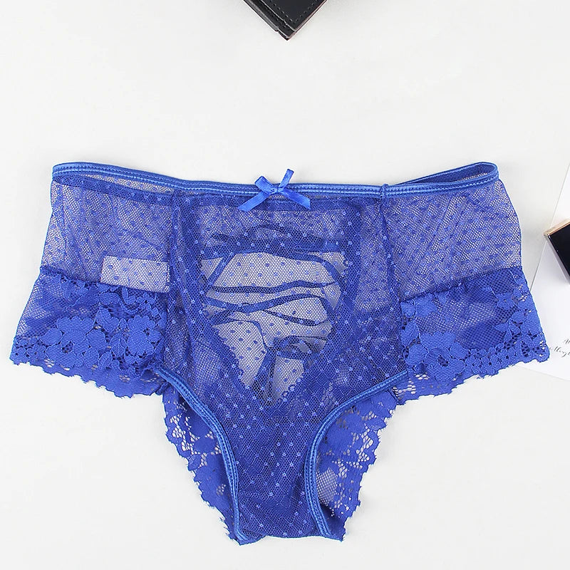 Big Size High Waist Womans Briefs Lingerie Perspective Floral Lace Strappy Panty Embroidery Dot Hot Underwear Women Sexy Panties