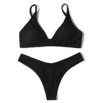 ZTVitality Black Sexy Women Swimsuit 2022 New Arrival Padded Bra Ribbed High Cut Bikini Beachwear Swimwear Brazilian Biquini S-L