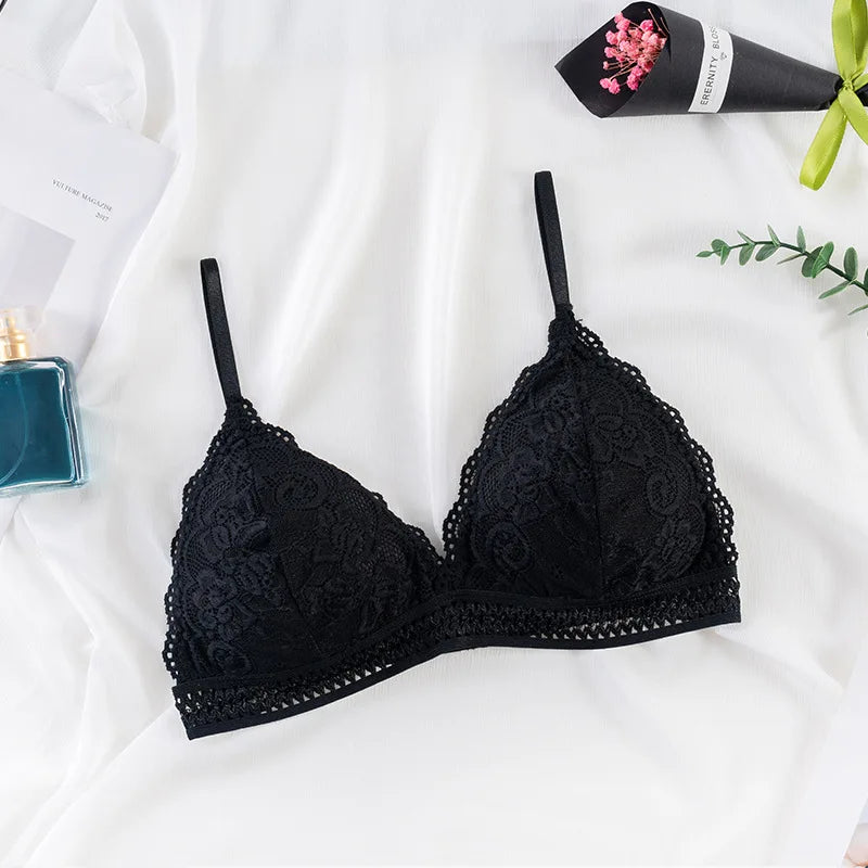 Women Lace Bralette Push Up Bras Female Wire Free Brassiere Backless Underwear Push-Up Bra Removable Pads Sexy Lingerie