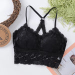 Cross Back Lace Bra Top Women Bralette Crop Top Sexy Lingerie Wireless Underwear Women Solid Color Bra Tops Padded Camisole