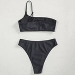 New One shoulder Bikini 2025 Female Swimsuit Women Swimwear Three-pieces Bikini set Mesh Long Skirt Beach wear Bathing Suit Swim