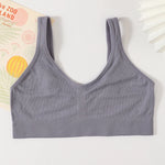 Women Tube Top Ribbed Bra Seamless Underwear Female V Neck Bralette Crop Top Soft Breathable Bra Sexy Lingerie Bandeau Bras