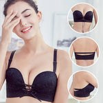Sexy Beautiful Back Strapless Women'S Underwear Anti-sliding GatherBraTemptation Push Up Bralette Lace Brassiere