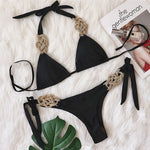New Patchwork Halter Knitted Bikini Women Swimwear Female Swimsuit Two-pieces Bikini set Brazilian Bather Bathing Suit Swim Lady