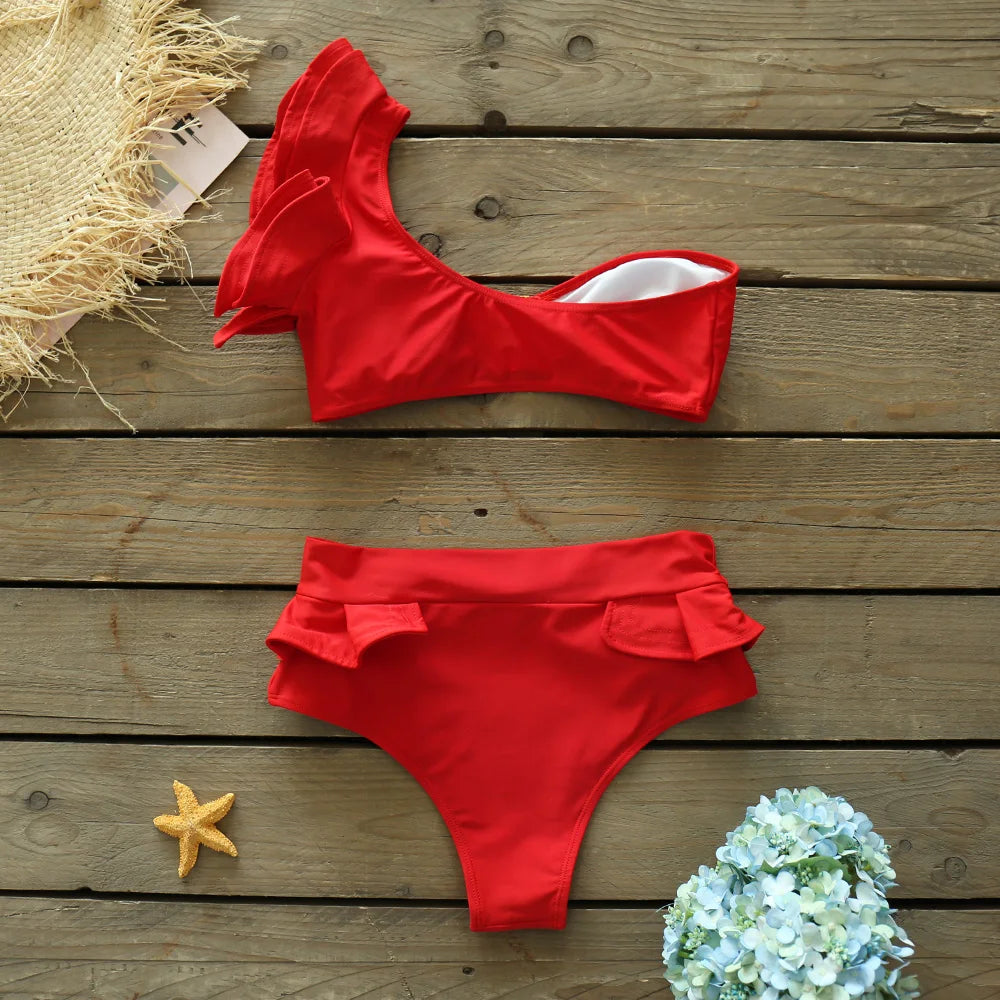 Two-Pieces Women Floral 2025 Push-Up Padded Bra Ruffles Bandage Bikini Set Swimsuit Swimwear Bathing Suit Beachwear Biquini