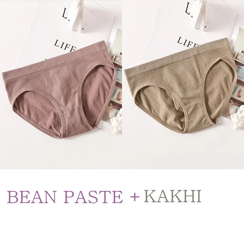 2Pcs/Set Women Panties Low Rise Briefs Seamless Underwear Female Full Coverage Back Bottoms Sports Underpants Sexy Lingerie M-L