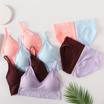 Sexy Women Bra Panties Set High Rise G-String Sports Bra Top Seamless Underwear Fitness Bra Top Female Lingerie Set Intimates