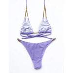 Sexy Halter Metal Chains Brazilian Bikini 2025 Women Swimsuit Female Swimwear Two Pieces Bikini Set Bathing Suit Swim Beach Wear