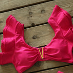 Two-Pieces Women Floral 2025 Push-Up Padded Bra Ruffles Bandage Bikini Set Swimsuit Swimwear Bathing Suit Beachwear Biquini