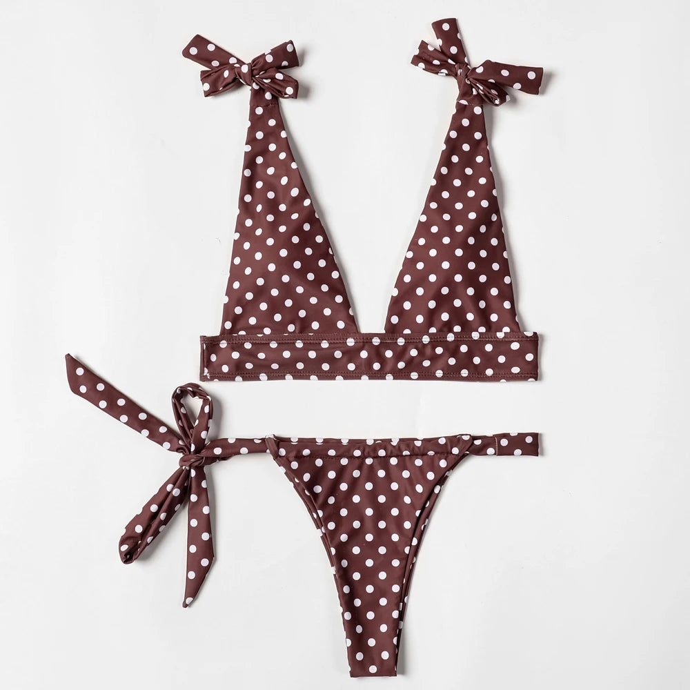 ZTVitality Dot Bandage Sexy Bikini Set 2022 New Padded Bra Low Waist Beachwear Bathing Suit Swimsuit Brazilian Swimwear Women