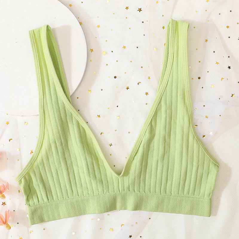 3pcs/lot Seamless Bra Push Up Bras For Women Deep V-neck Bralette Sexy Lingerie Female Low Back Sleep Underwear Unlined Crop Top