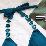 Halter Rhinestone Diamond Bikini Women Swimsuit Female Bikinis Metal Chain Swimwear Two Pieces Bikini Set Bathing Suit Swim Lady