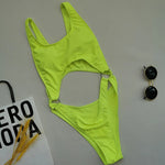 Sexy Splicing Tummy Cut Out Female Swimwear One Piece Swimsuit Women Tassel Monokini Bather String Bathing Suit Swim Bodysuit