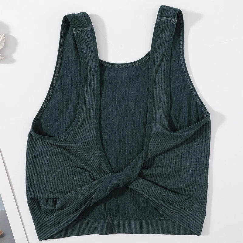 Women Rib Crop Top Seamless Tank Tops Sexy Underwear Deep V Streetwear Cropped Tee Summer Deep V Sports Camisole