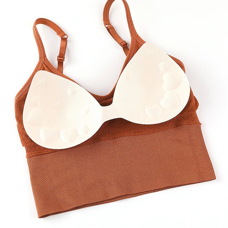 Women Tanks Top Low Back Crop Top Underwear Female Crop Sport Seamless Tops Sexy Lingerie Backless Removable Padded Camisole