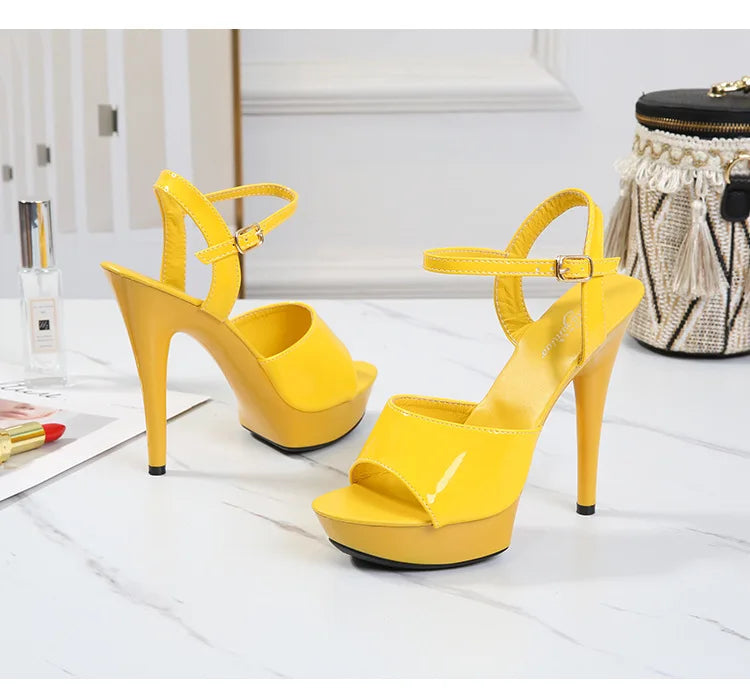 Womens High Heels Sandals 13cm Sexy Stripper Party Pumps Shoes Women Gladiator Platform Candy Color Sandals9j4r