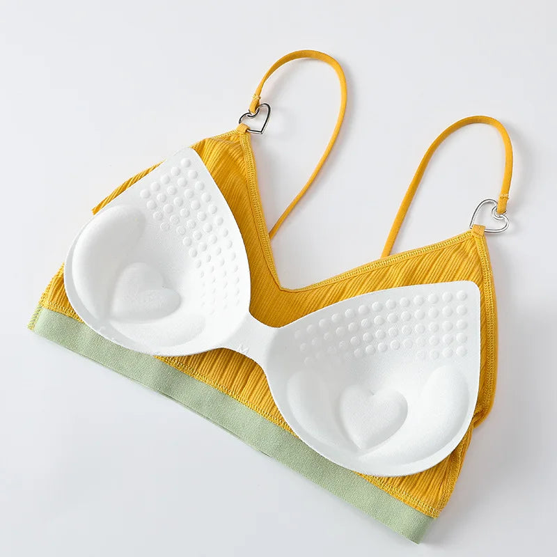 Women Padded Bras Top Seamless Bra Tank Top No Rims Underwear Summer Tube Top Female Sexy Lingerie Backless Brassiere